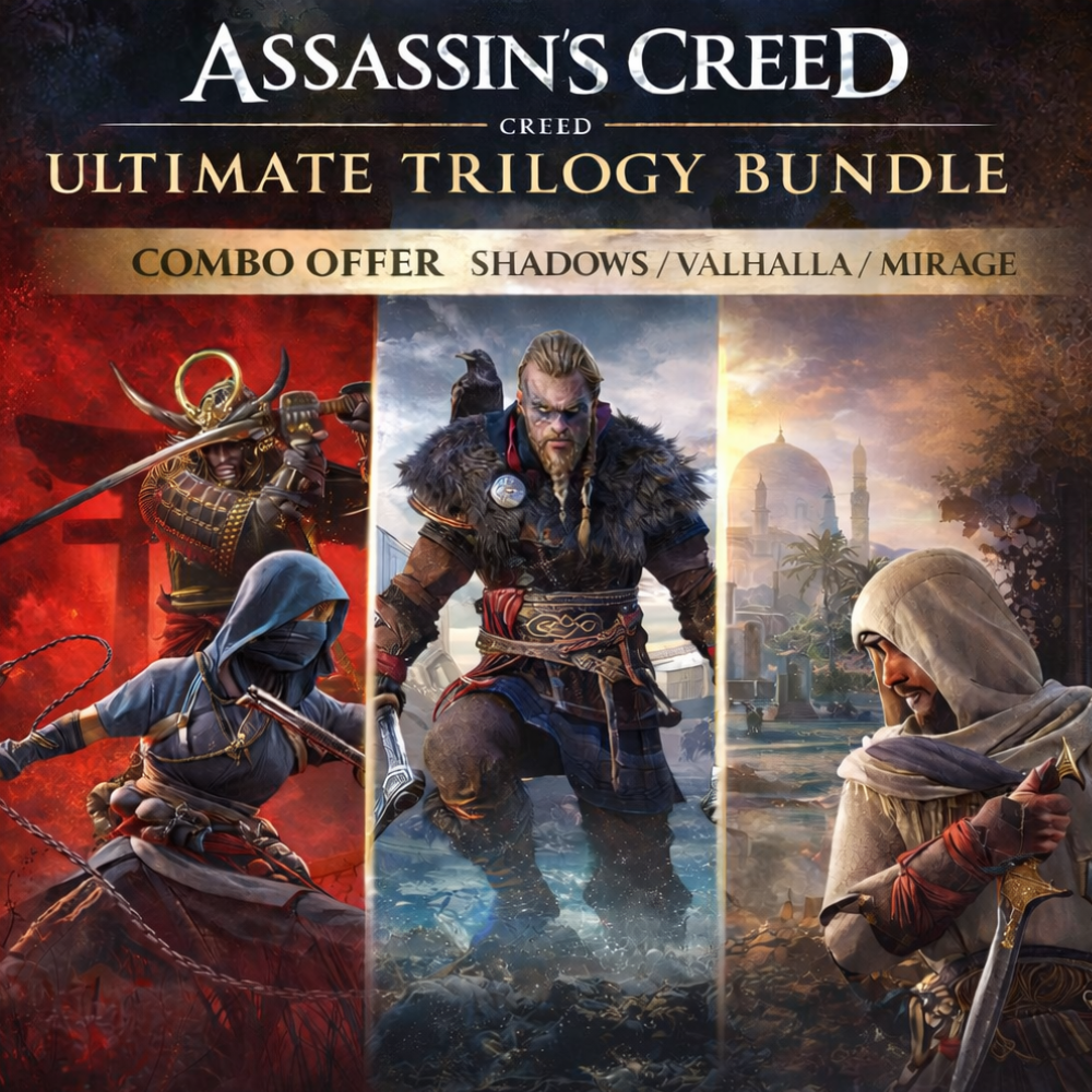 ASSASSIN CREED VALHALLA+MIRAGE+SHADOW COMBO PS5/PS4 (DIGITAL GAME)